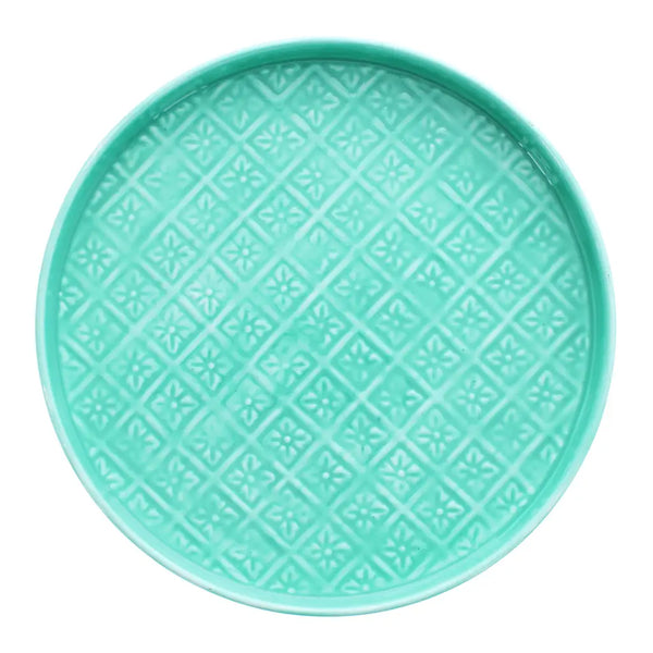 Plateau rond en émail Bleu clair
