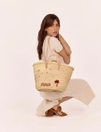 Panier Brodé Mi Casa Rose
