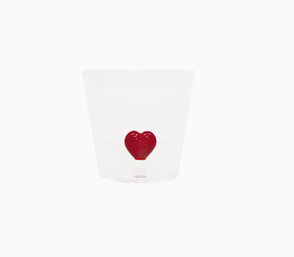 Verre gobelet 3D cœur rouge