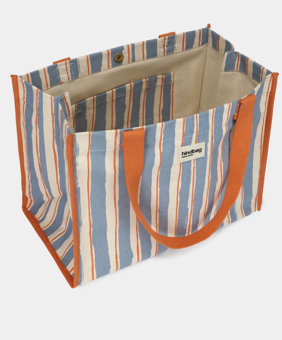 Sac cabas Claude Rayures orange et bleu