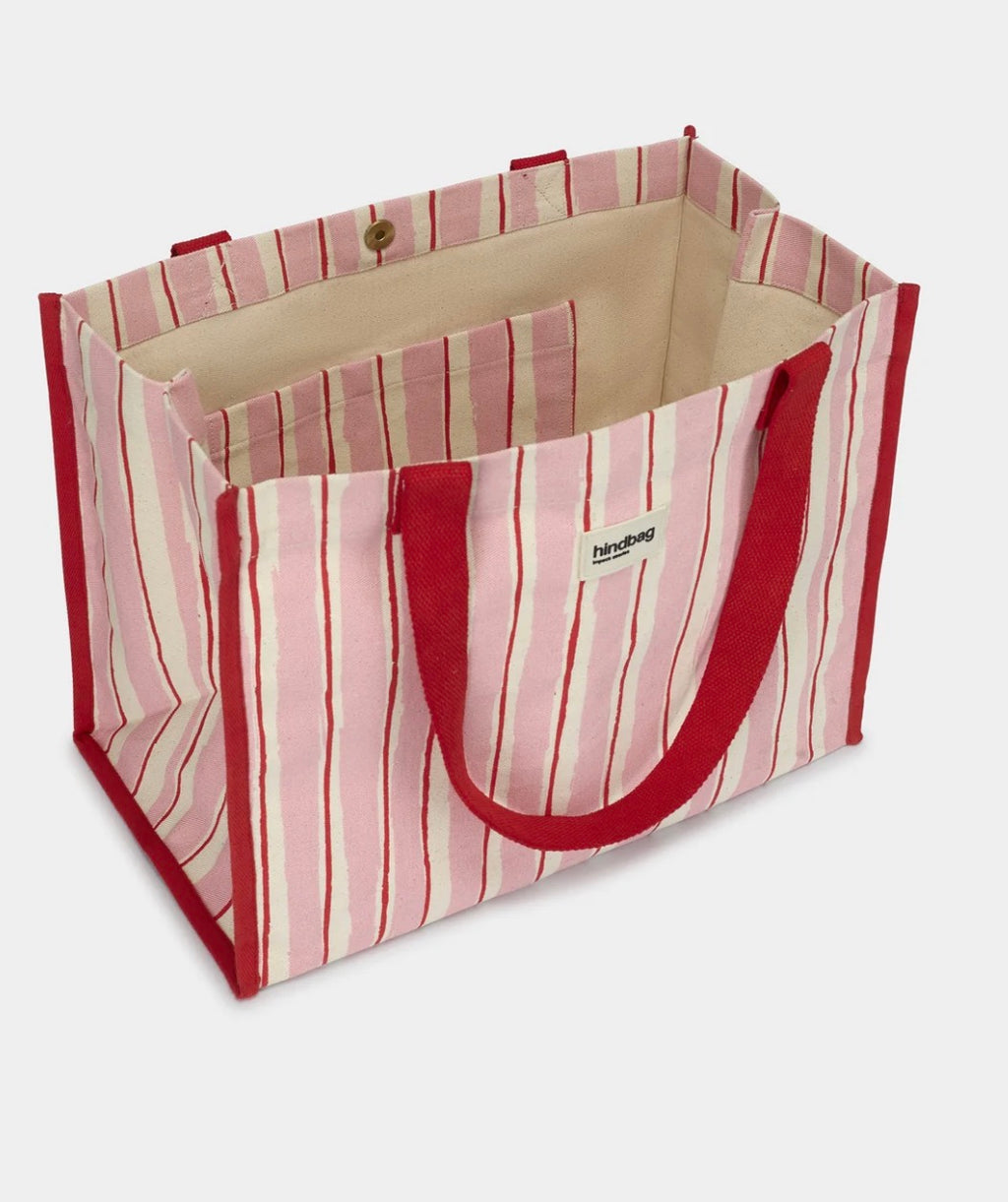 Sac cabas Claude Rayures rouge et rose