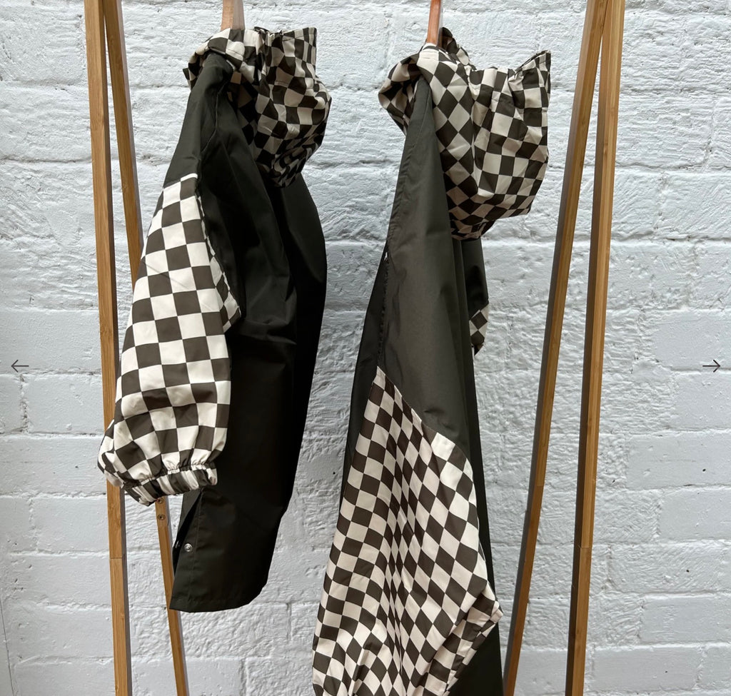 Poncho de pluie Damiers kaki Enfant