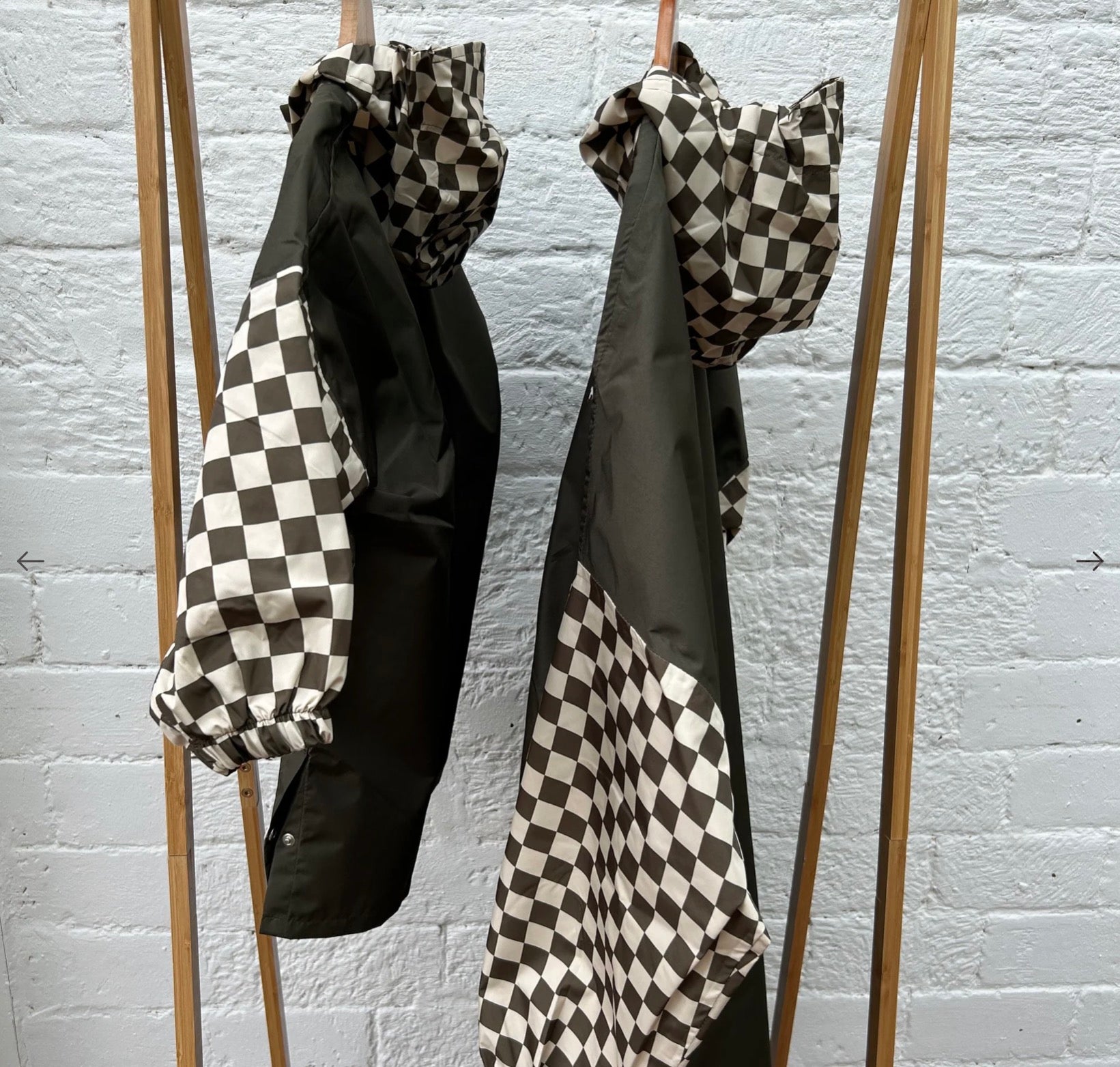 Poncho de pluie Damiers kaki Enfant