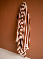 Serviette de bain rayures marrons et beiges