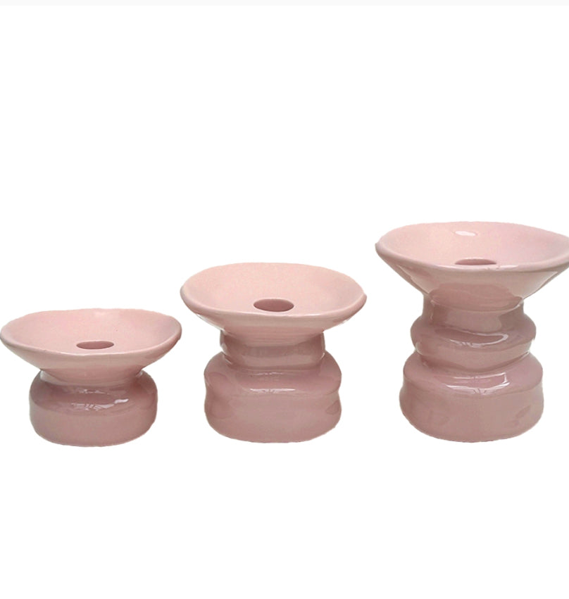 Lot de 3 Bougeoirs Roses Assortis