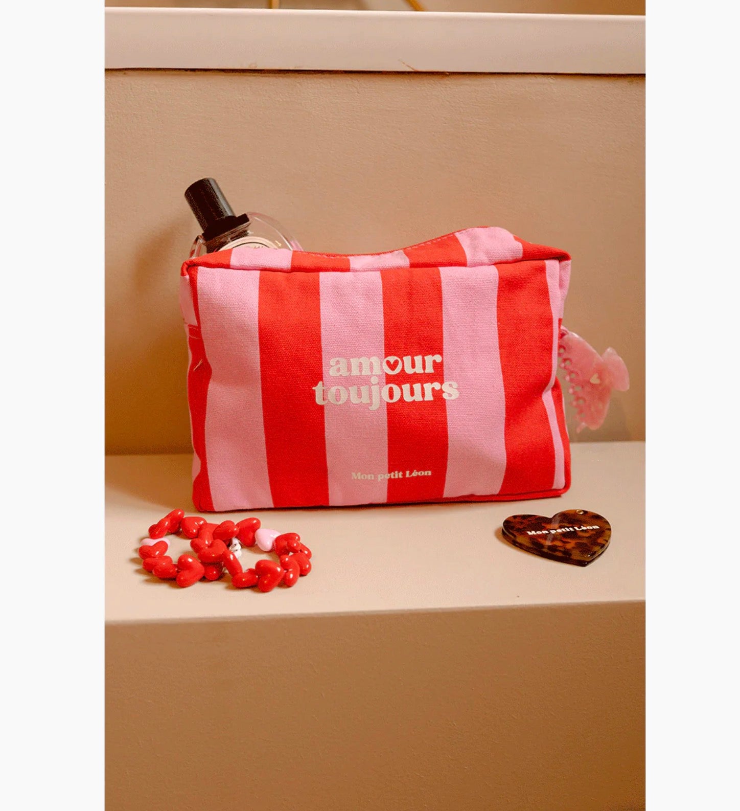 Trousse de toilette Rayures Rose et Rouge