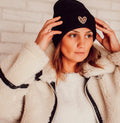 Bonnet Coeur Noir Brodé Léopard