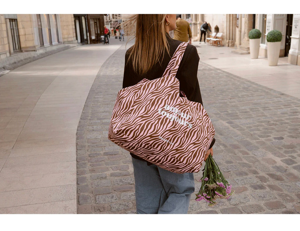 Cabas XXL Zèbre Rose