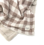 Couverture polaire large vichy caramel
