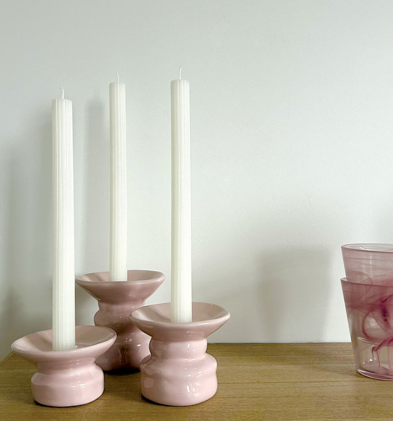 Lot de 3 Bougeoirs Roses Assortis