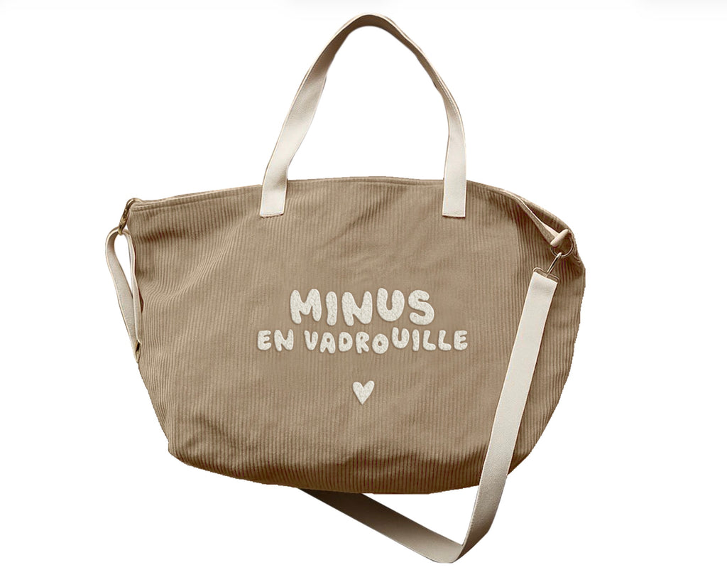 Sac cabas XL velours beige Minus en vadrouille