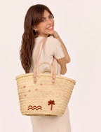 Panier Brodé Mi Casa Rose
