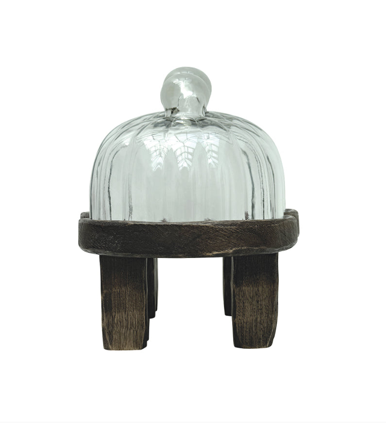 Présentoir Cloche Bois sur Pied