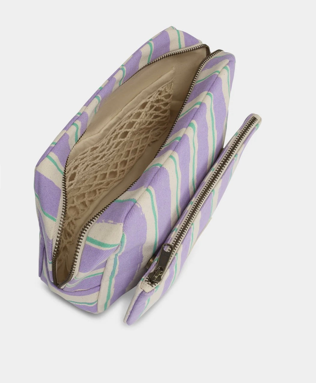 Trousse de toilette XL Alix Rayures Vert et Parme