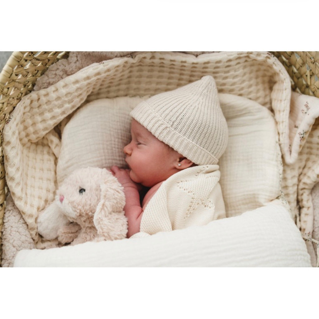 Bonnet bébé canalé ivory T1