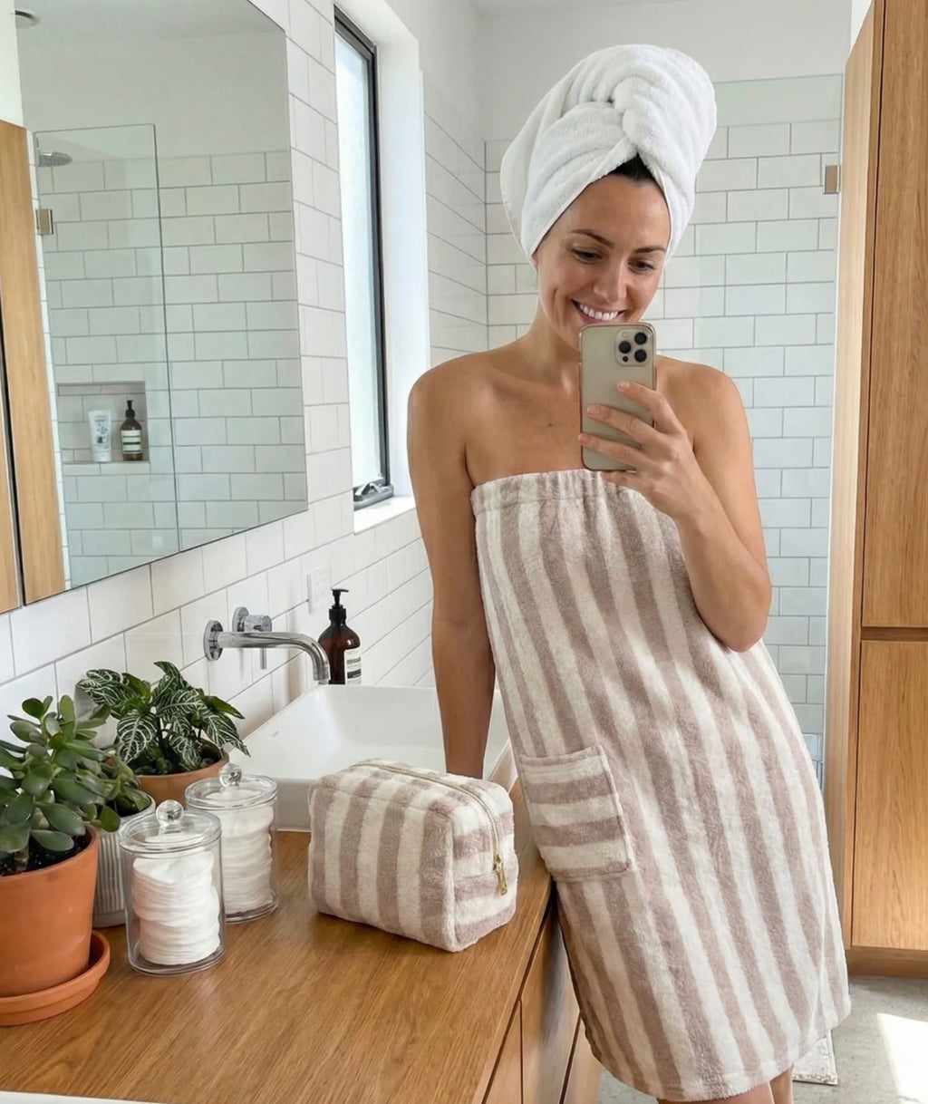 Paréo De Bain rayé Écru