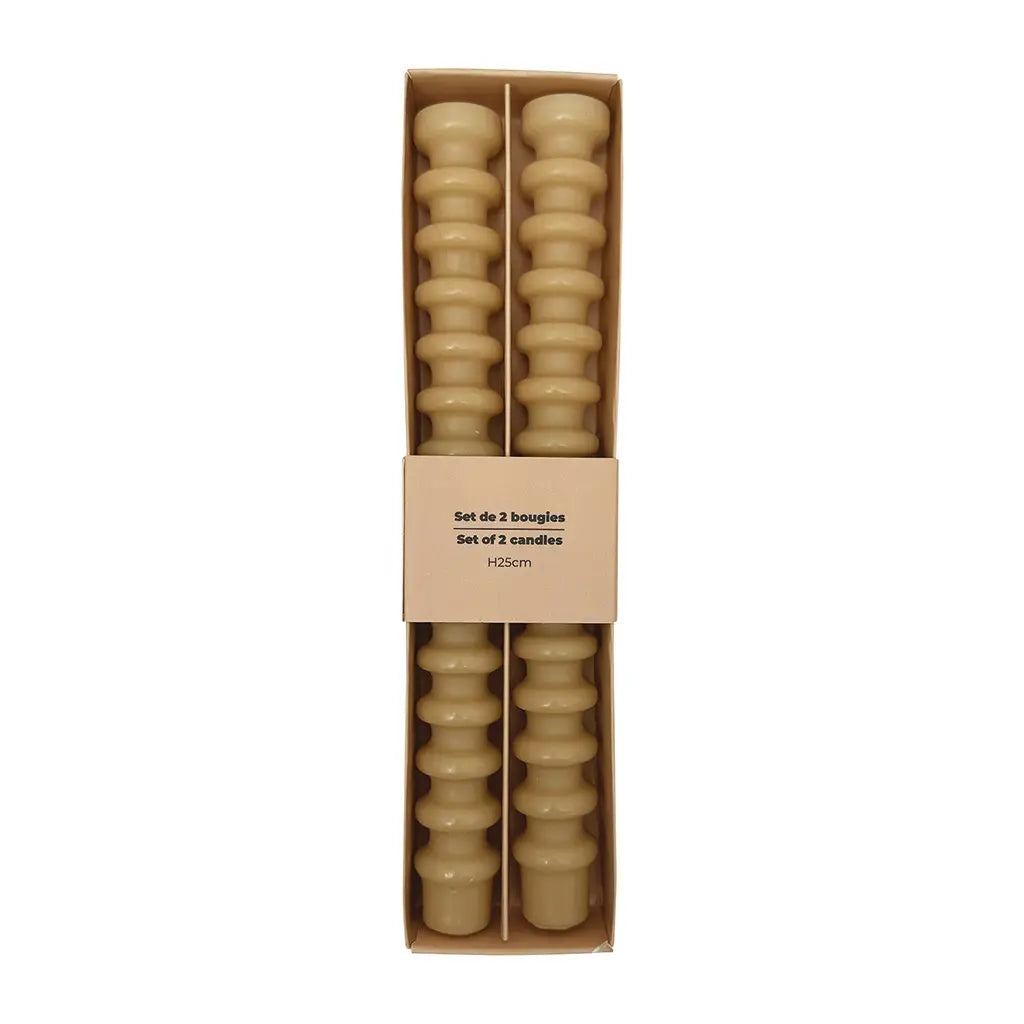 Set de 2 bougies anneaux Beige