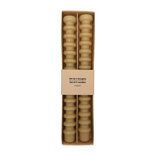 Set de 2 bougies anneaux Beige