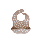 Bavoir en Silicone Coeur Taupe
