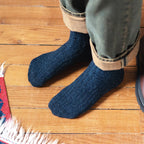 Chaussettes En Soie Et Laine Marine