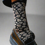 Chaussettes à Paillettes Léopard Noir