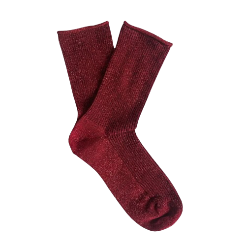 Chaussettes à Paillettes Cerise