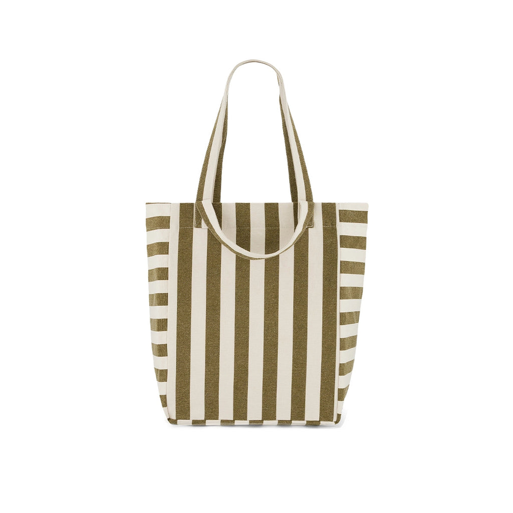 Sac Cabas Elisabeth Rayures Olive / Greige