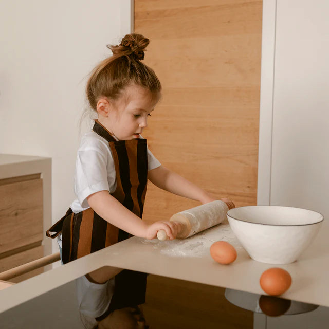 Tablier de cuisine enfant Rayures marrons et noirs