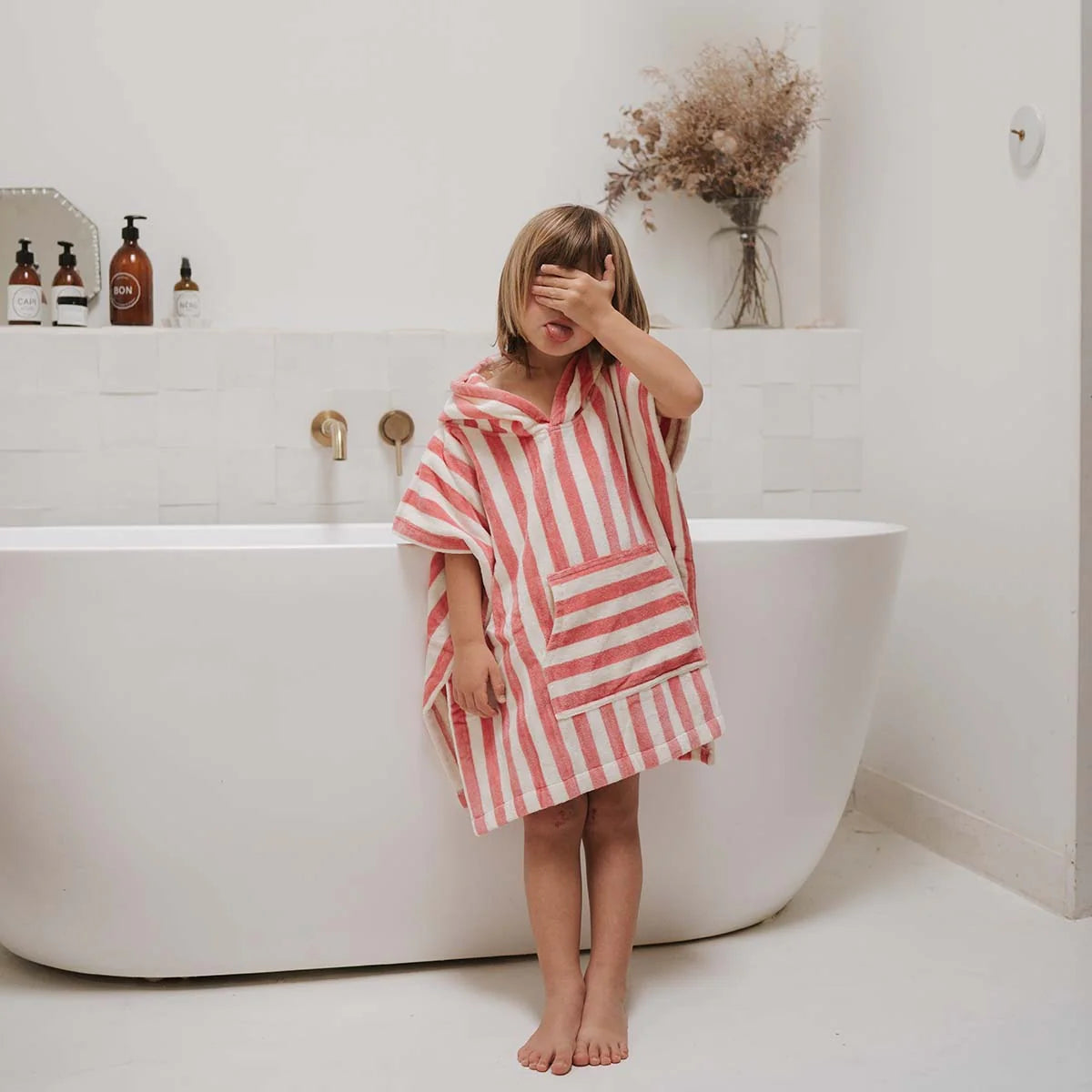 Ponchos de Bain Rose Foncé 4/6 ans