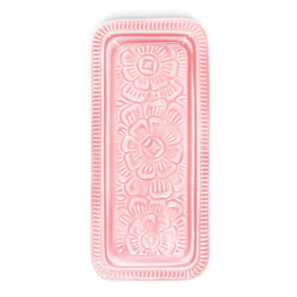 Plateau rectangle en émail  Rose