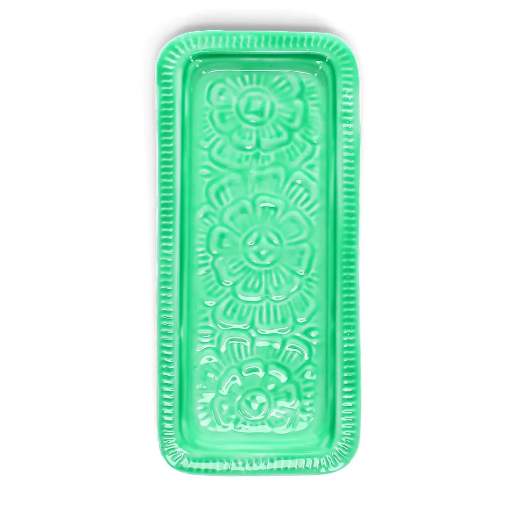 Plateau rectangulaire en émail Vert