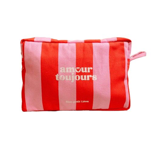 Trousse de toilette Rayures Rose et Rouge