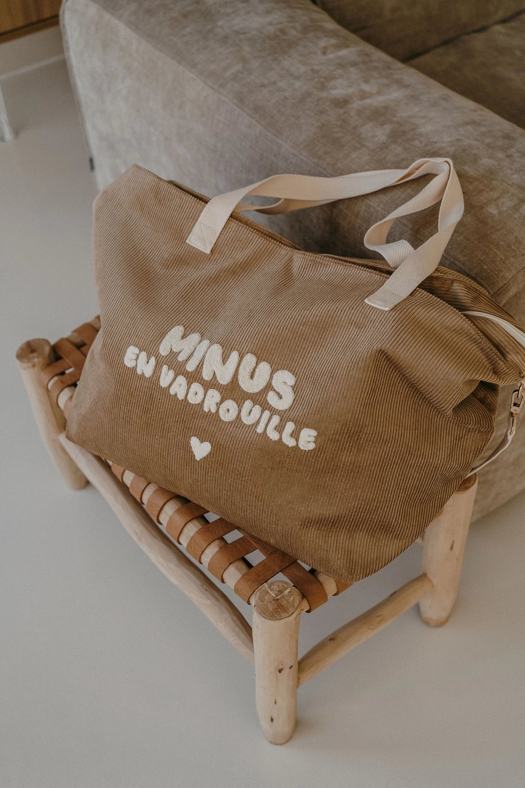 Sac cabas XL velours beige Minus en vadrouille