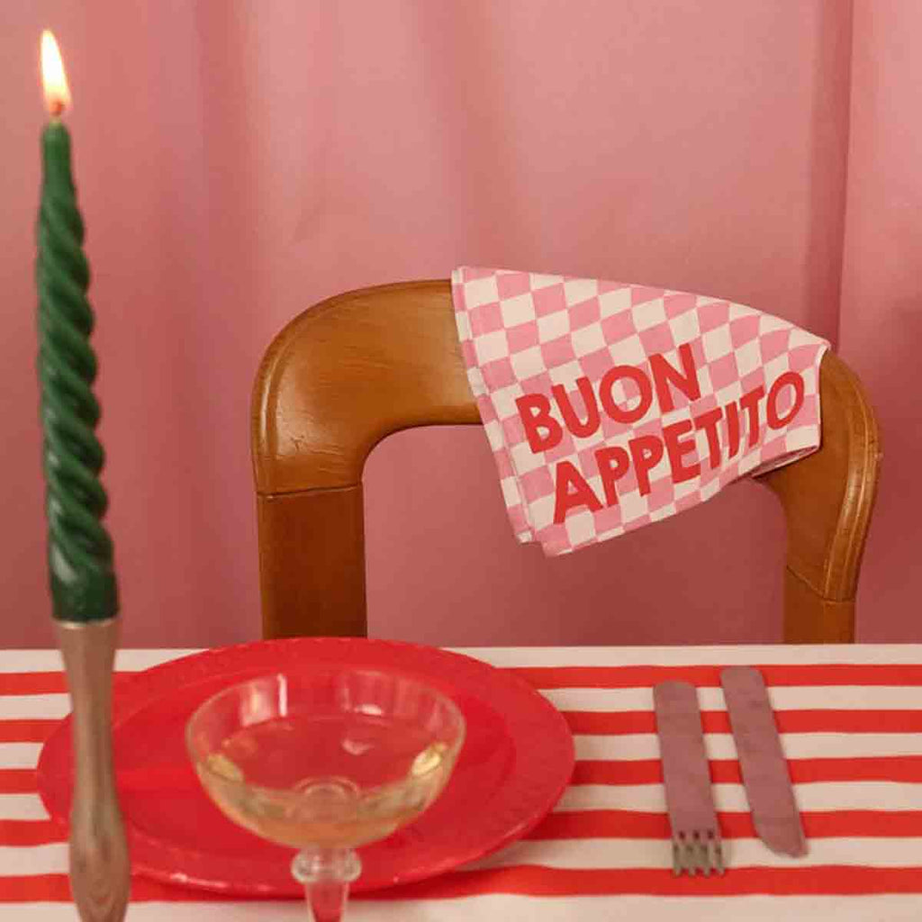 Serviette de table Josephine Damier rose Buon Appetito