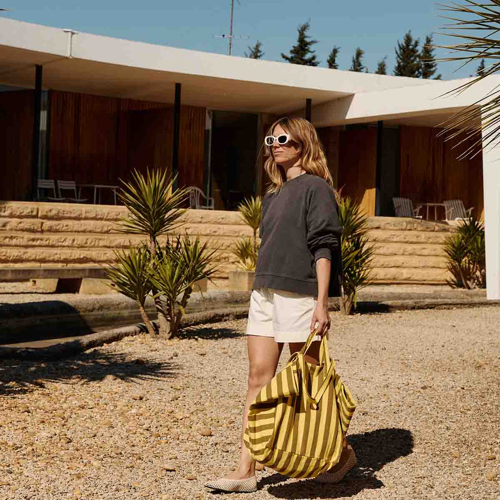 Sac cabas Elisa Rayures Lemon / Olive