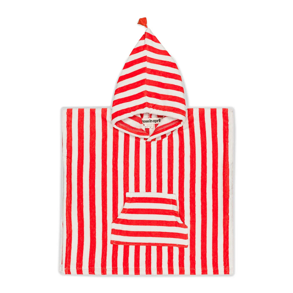 Poncho de bain Suzon Rayures Rouge
