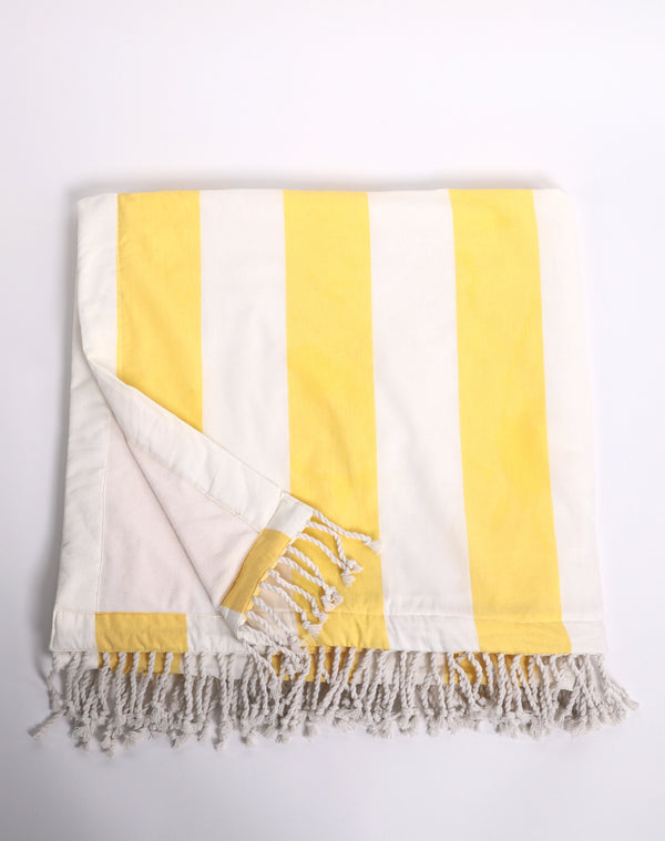 Fouta coton doublée éponge parasol citron