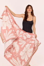 Fouta coton doublée éponge rose colombe
