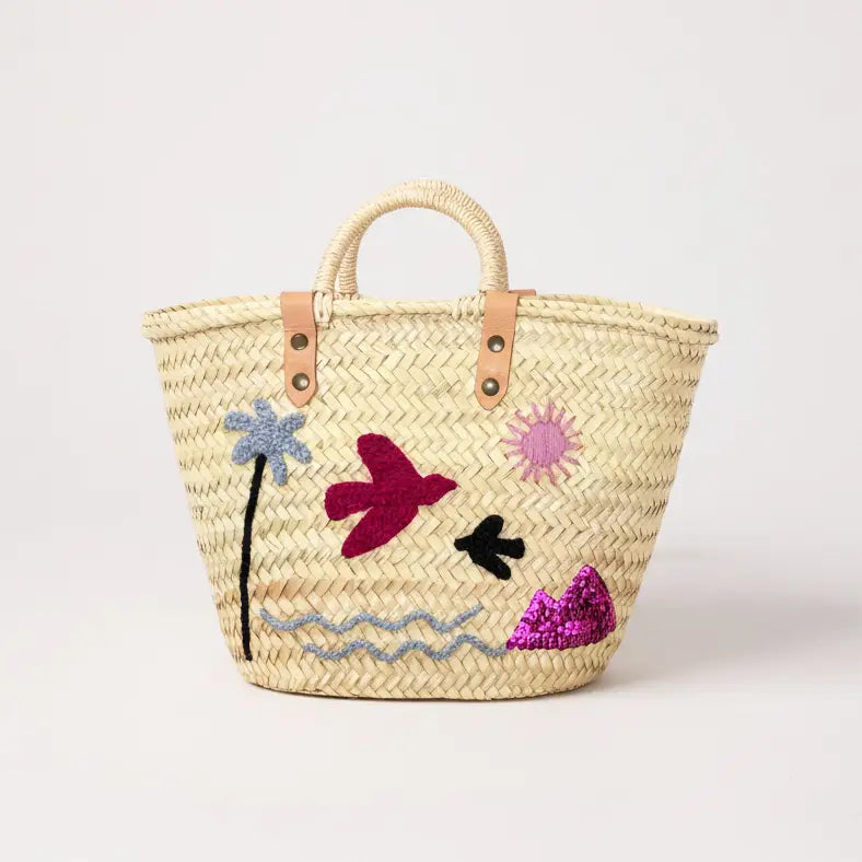 Panier Brodé Thé Beach Violet
