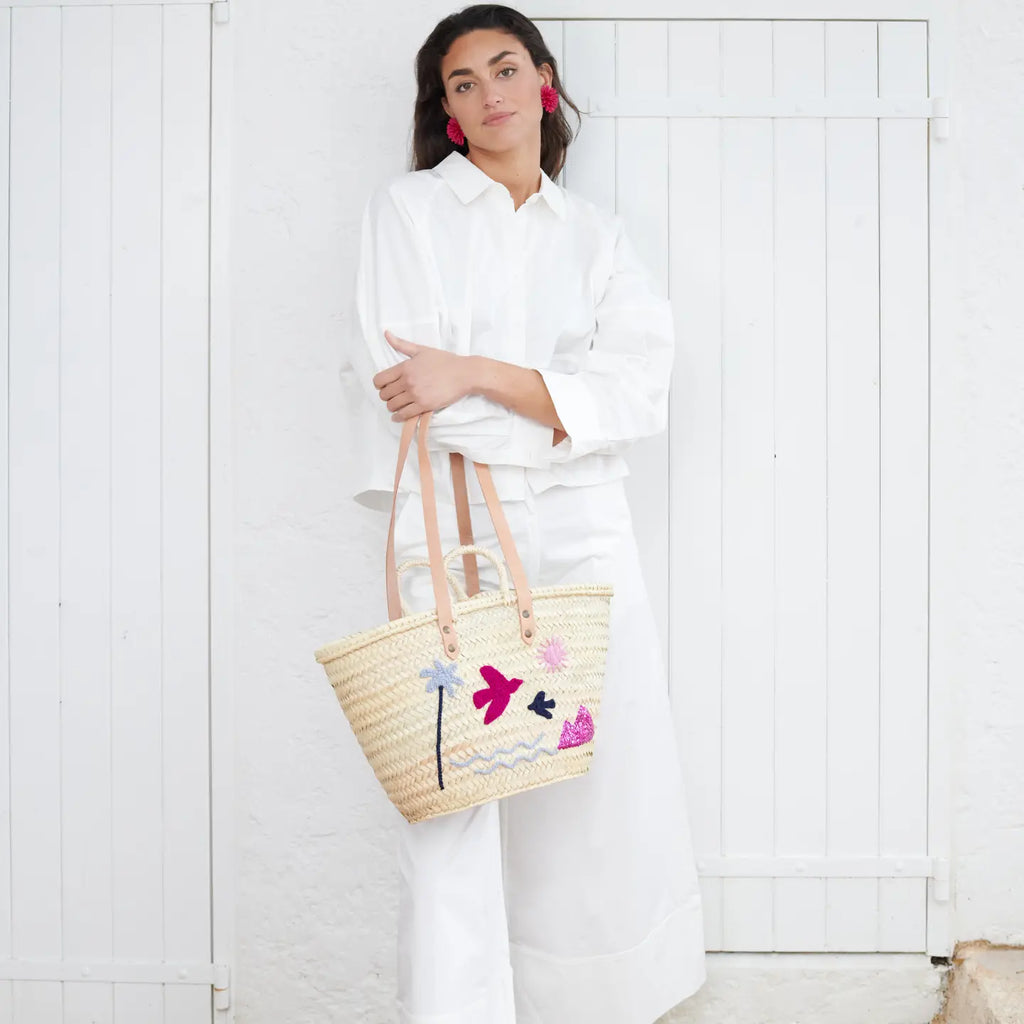 Panier Brodé Thé Beach Violet