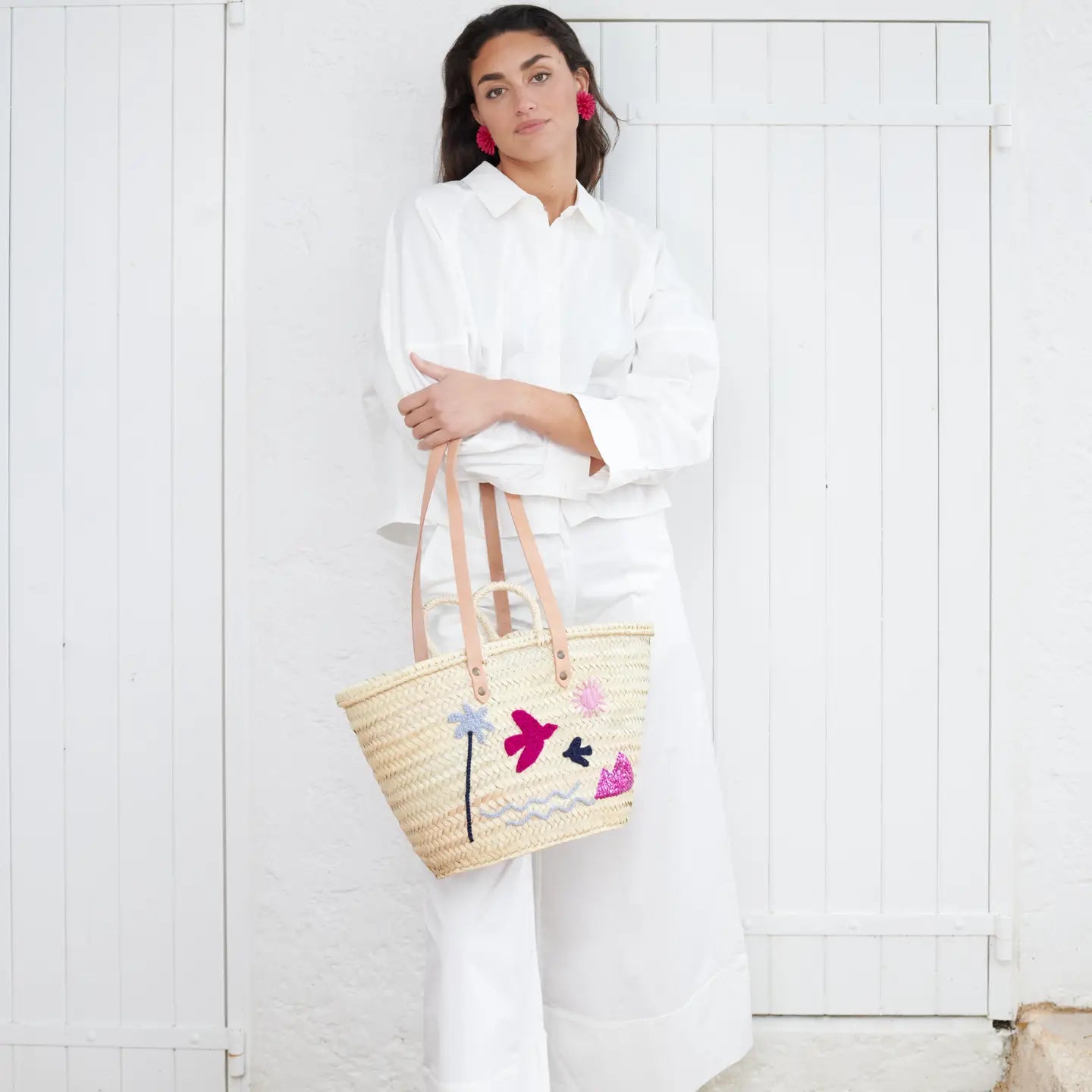 Panier Brodé Thé Beach Violet