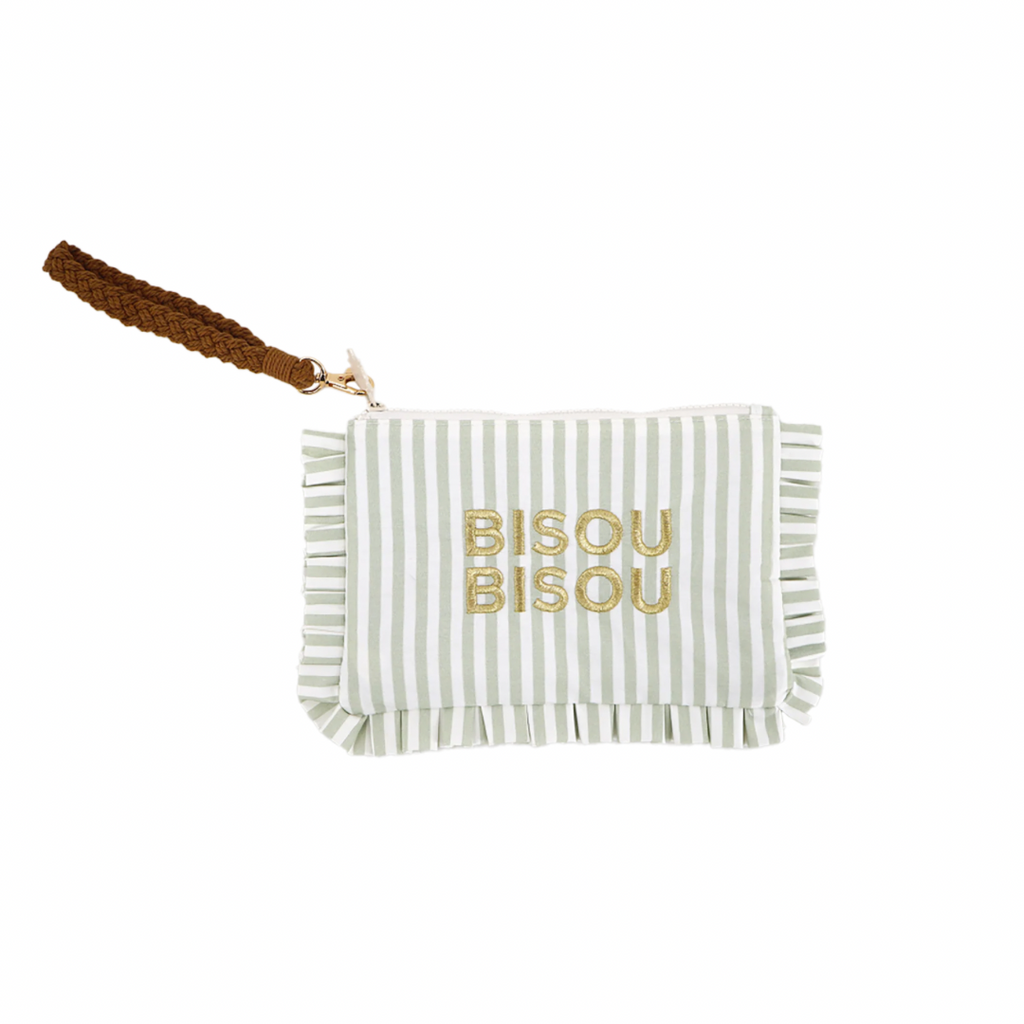 Pochette froufrou brodée Bisou Bisou