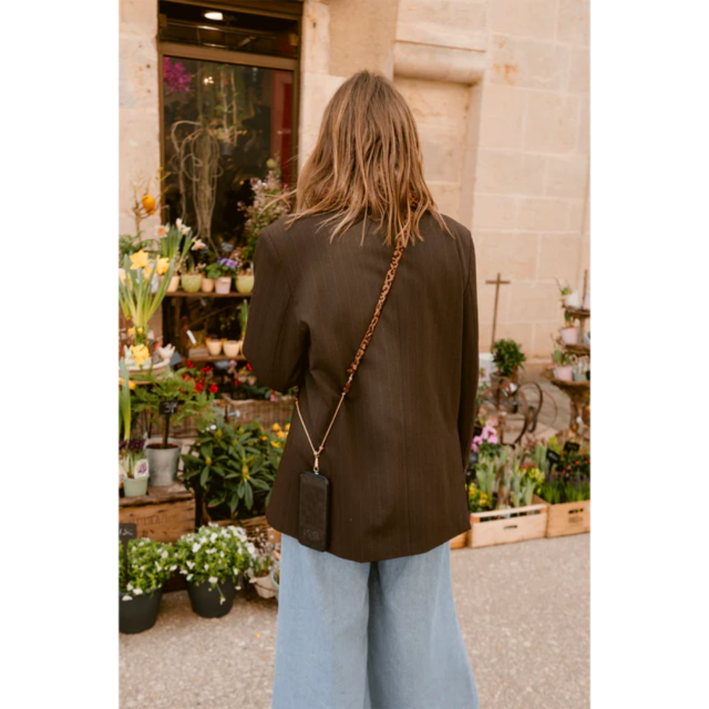 Sangle de téléphone Billie - Léopard Marron cordon Beige