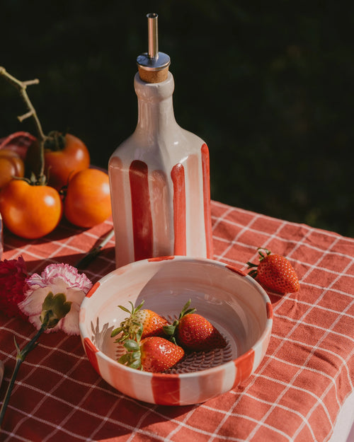 Assiette râpe-ail en céramique - Moyenne rose et rouge - Sweetheart