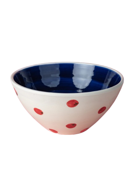 Saladier en céramique - blanc et bleu - Pomodoro