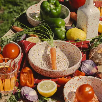Assiette râpe-ail en céramique - Grande Multicolore Carnaval