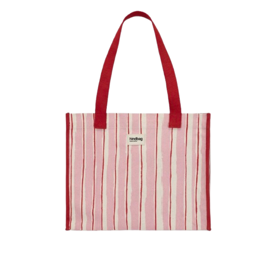 Sac cabas Claude Rayures rouge et rose