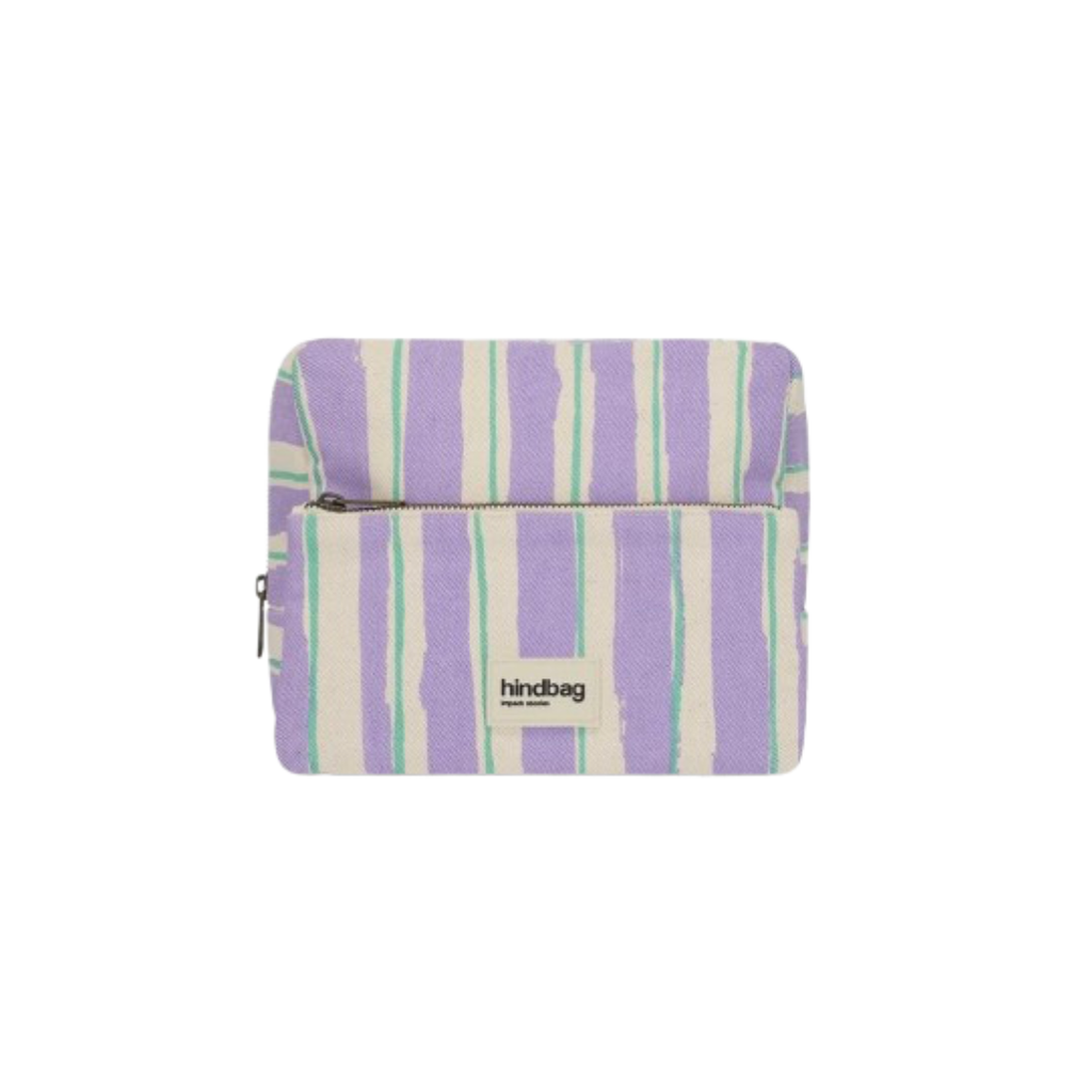 Trousse de toilette XL Alix Rayures Vert et Parme