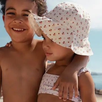 Chapeau de plage - Beige - Cœurs douillets 0/12 Mois