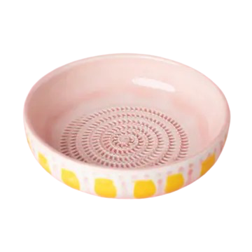 Assiette râpe à ail - Grande céramique rose - Valentina